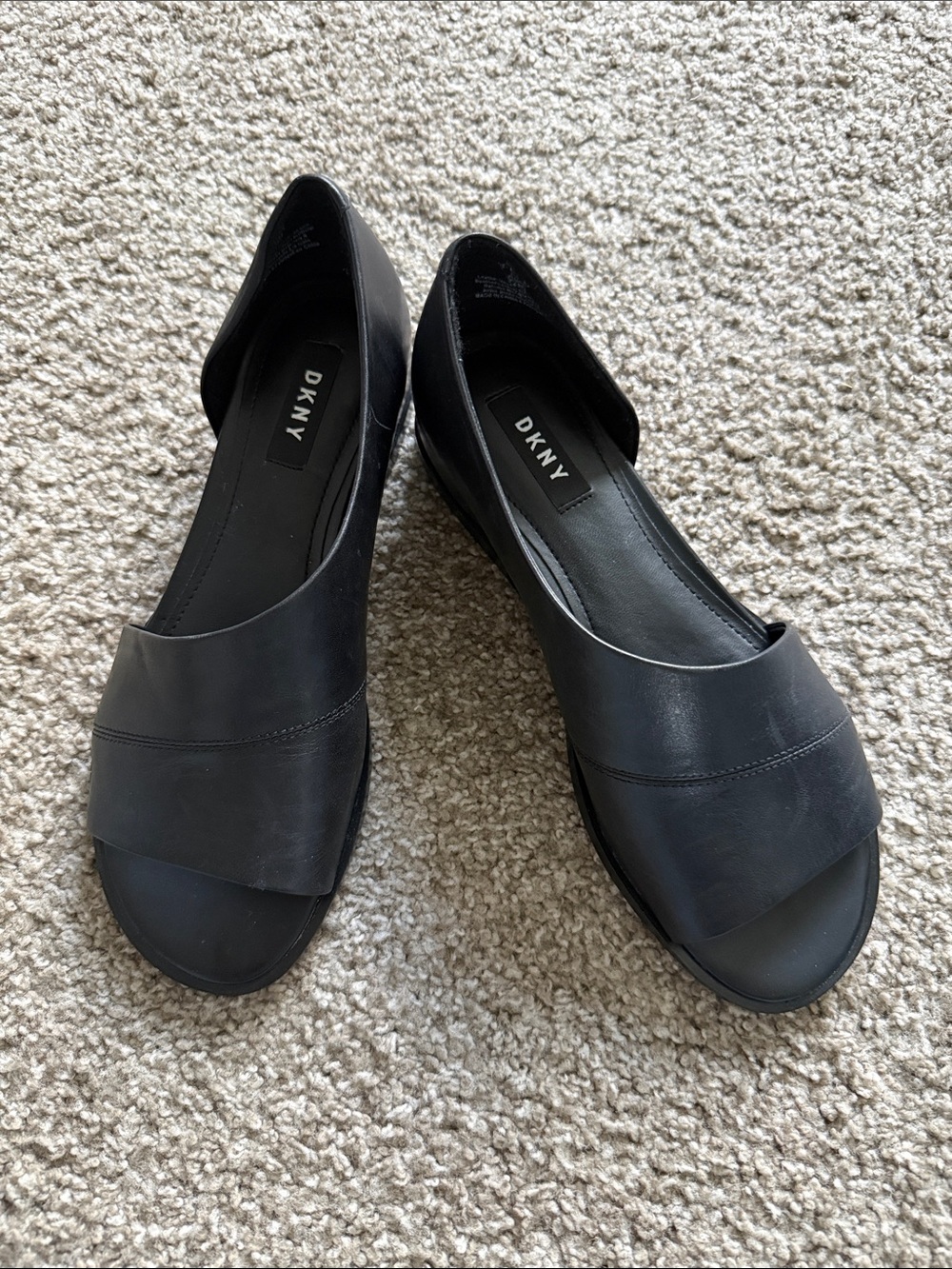 DKNY Black Open-Toe Slip-On Mules